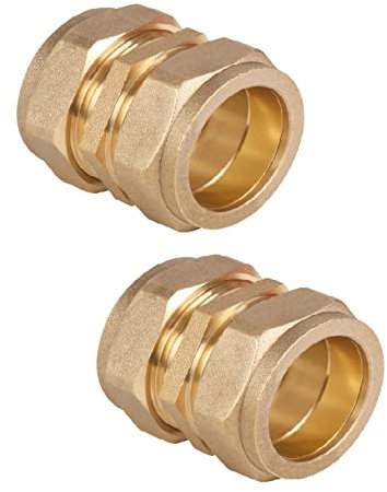 UKDD® Lot de 2 raccords de compression droits en laiton 15 mm