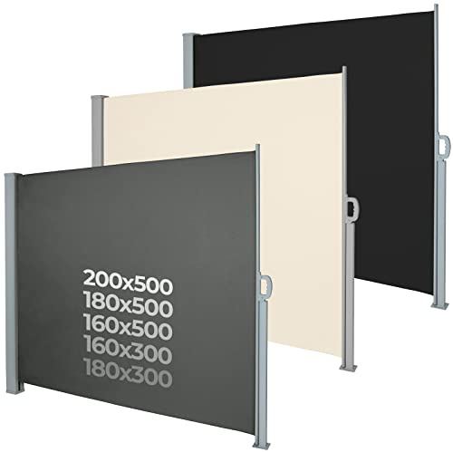 Jago® Paravento Esterno Retrattile - 160/180/200 x 300/500 cm, Impermeabile, Protezione UV, Automatico, Colore a Scelta - Tenda avvolgibile Laterale, frangivista, Giardino, Balcone (160x300 cm