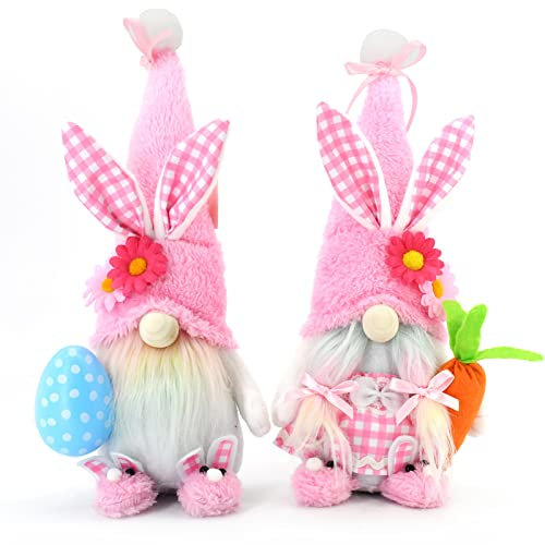 FONDUO 2 Stück Osterdeko Wichtel Ostern Deko Wichtel frühlingsdeko Plüsch Wichtel Figuren Osterhasen Figuren Osterdekoration Frühlingsdekoration Wichtel