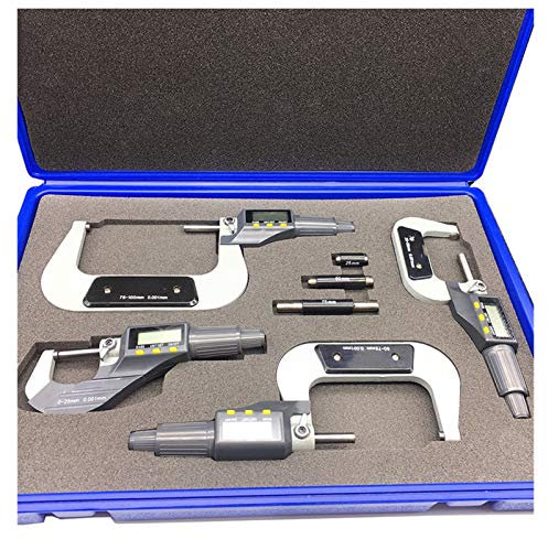 BüGelmessschraube 0-25mm 25-50mm 50-75mm 75-100mm Elektronisches Außendurchmesser 0,001 mm Digital-Mikrometer-Messgerät Micrometer Messwerkzeug 346 (Color : 4pcs Set)