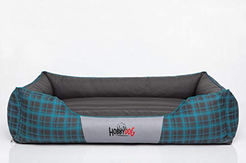 Bjird Hundebett - Hundekorb für kleine mittelgroße & große Hunde - Hundekissen - Hundesofa - Bezug abnehmbar und waschbar - Prestige - Größe: L - Blau Kariert