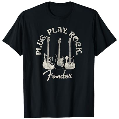 Fender Guitar Plug Play Rock Centered Maglietta