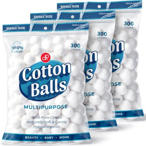 DecorRack 900 Kleine Wattebällchen, 100% Reine Naturbaumwolle, Weich & Hypoallergen, Watte zum Basteln, Abschminken, Nagellackentfernung, Baby- & Tierpflege, Cotton Balls (900 Stück)
