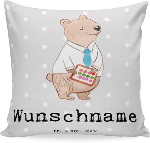 Mr. & Mrs. Panda Personalisiertes Kissen Bürokaufmann Herz - Personalisierte Geschenke, Kaufmann für Büromanagement, Dankeschön, Kopfkissen,