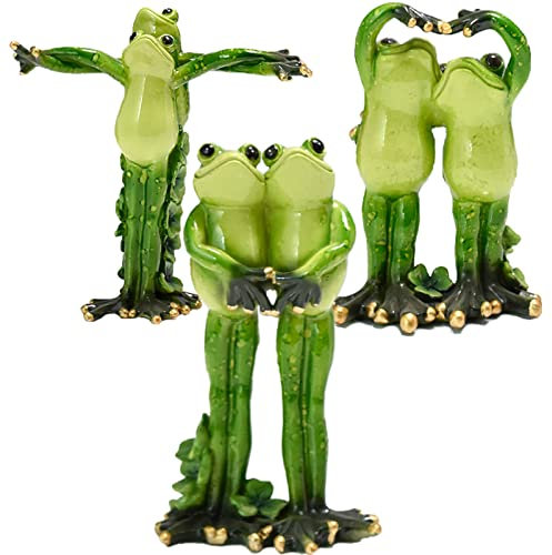 Syfunlv Ein Paar Frösche,Frösche Deko,Froschpärchen Tierfigur lustiges Deko-Frosch Paar trendig witzige Modell-Frösche Handwerk Dekorativ Für Hochzeiten (Set 1)
