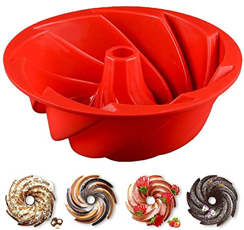 VAMAJOO Molde Silicona Bizcocho Horno 1Pcs - Moldes Silicona Reposteria Redondo - Molde Silicona Bizcocho Savarin - Moldes Pastel - Molde Bizcocho Freidora de Aire - Molde Desmontable Antiadherente