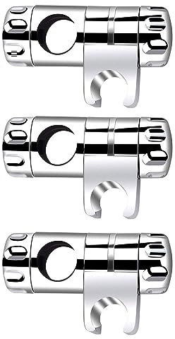 3Pcs 25mm Shower Head Holder Bracket Replacement, Shower Riser Rail 360 Degree Adjustable Shower Bracket Polished Chrome
