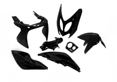 7-teiliges Verkleidungsset Verkleidung Schwarz Matt passend für Yamaha Aerox & MBK Nitro 50/100 – Schutzblech, Seitenverkleidungen, Frontverkleidungen, Lenkerverkleidung, Tachoverkleidung