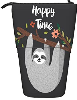 351 Federmäppchen Faultier Happy Time Niedliches Faultier Hängt Am AST Student Federmäppchen Grosse Kapazität Teenager Bleistifte Tasche Mit Reißverschluss Schüler Stand Federmäppchen