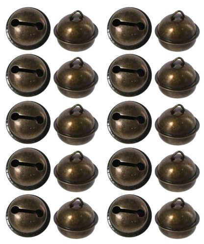 YYlingx 20 Stück Vintage-Glöckchen, 22 mm, antike kupferfarbene Glöckchen für Haustierhalsbänder, Weihnachtsbaumschmuck, Partys, Schulaktivitäten und Bastelarbeiten