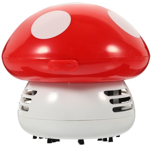 Mini Aspirateur de Table Rouge en ABS, sans Fil, Compact pour Bureau | Piles Aa x2 Non Fournies, Faible Bruit, Retire Miettes Poussière Gomme Peluches Cendres Plans et Comptoirs
