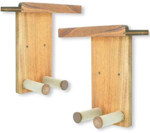 sawdust audio Wandhalterung für Gitarre und Bass, aus Holz, mit Ablage – universeller und eleganter Instrumentenhalter – einfache und sichere Installation mit zusätzlichem Aufbewahrungsregal (2, klar)