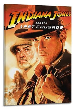 Krem Poster mit Indiana Jones und der letzte Kreuzzug, Leinwand, Geschenk für Freunde, Schlafzimmer, Wohnzimmer, Dekoration, moderne Ästhetik, 40 x 60 cm, Rahmenstil