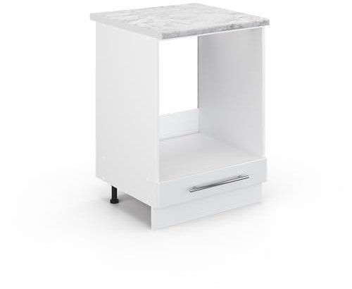 Vicco Meuble pour Four Fame-Line, Blanc Haute Brillance/Blanc, 60 cm, PT Marbre