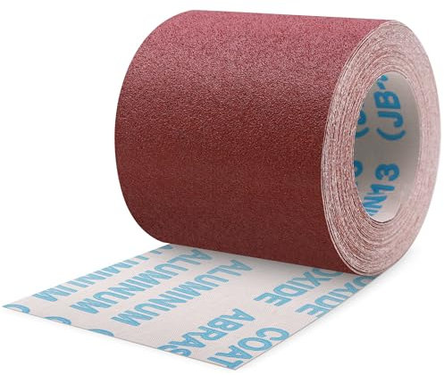 ZEHIQ Schleifpapier Rolle, Schleifpapierrollen Körnung 80, 100 mm x 10 m Schleifleinen Rolle für Handschleifer, Schwingschleifer, Schleifpapier für Holz, Metall, Farbe