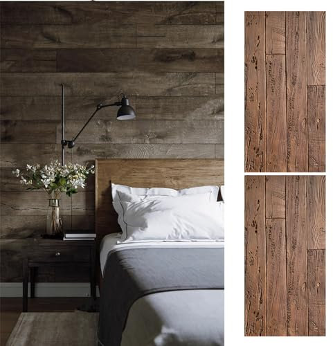 Innovz 3d Wall Panels Wood Look 2 Pack, Interior Exterior Decorative Wall Covering Panels, Wall Décor Textured Panels for Living Room Kitchen TV Background(Orange)