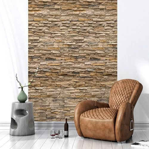 Ambiance Sticker Papier Peint Intissé Pré-encollé Rouleau Wallpaper Parement de Briques Adhésif Décorative - 1 Roulle de H300 x L60 cm