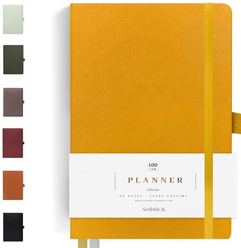 Scribble & Dot Ein täglicher Planer, wöchentliches und monatliches Layout | Erreichen Sie Ihre Ziele mit diesem wöchentlichen Organizer-Tagebuch, A5 Format, Hardcover Kalender Beginnen Sie, wann Sie