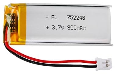 3.7V Lipo battery, 3.7V 800mAh 752248 Lithium Polymer Ion with 2P-PH connection with 2.0 mm pitch