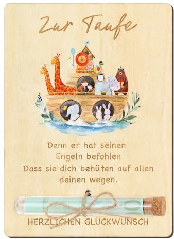 BOFUNX Taufe Geldgeschenke zur Taufe Geldgeschenk Verpackung aus Holz mit Umschlägen Lustige Geschenke Geldgeschenk für Taufe Junge Mädchen