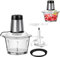 Electric Food Processors & Chopper with 2L Glass Bowl - Mini Universal Chopper with 4 bi-Level Stainless Steel Blades - 2 Speeds,300W - Detachable Design - Food Chopper for Vegetables, Fruit and Nuts