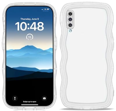 PanXCase Coque Transparente pour Samsung Galaxy A50 / A03s / A50s - Étui Cute Vague Souple Léger Fine Souple Filles Femmes Antichoc Antidérapant Bumper Housse (Blanc)