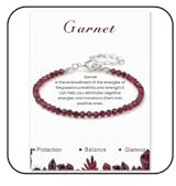 APMGONT Naturstein Armband für Damen, 3mm Natürliches Edelstein Armbänder Perlen Armband Yoga Kleine Facettierte Armbänder Geschenk für Frauen Mädchen (Granat)