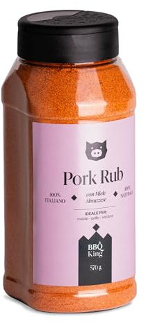 BBQ KING - Pork Rub Confezione da 570 Gr, Dry Rub Bbq per Maiale Ideale per Barbecue e Grill, Set Spezie Cucina 100% Made in Italy, Miscela di Spezie per Carni di Maiale, Agnello o Verdure