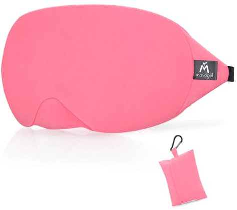 Mavogel Baumwoll-Schlafmaske - 100% Handgefertigt, Lichtundurchlässig Mit Aktualisiertem, Gebogenem Nasendesign, Weich für Frauen und Männer, Inkl. Reiseetui (Peach Pink)