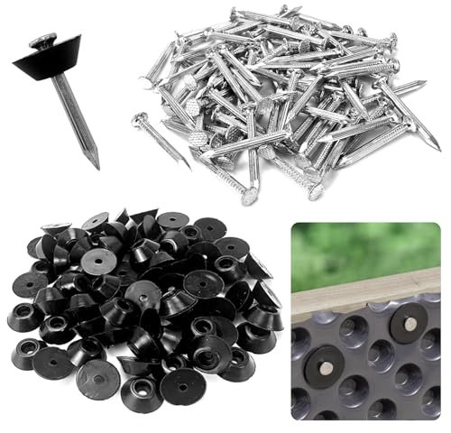80 Pezzi Chiodi Sigillanti per Membrana Fondazione,Chiodi di Montaggio 3x30mm,Bottoni di Montaggio con Chiodo per Drenaggio Edilizia,Chiodi per Posizionare i Rotoli di Plastica(Lunghezza chiodo: 30mm)