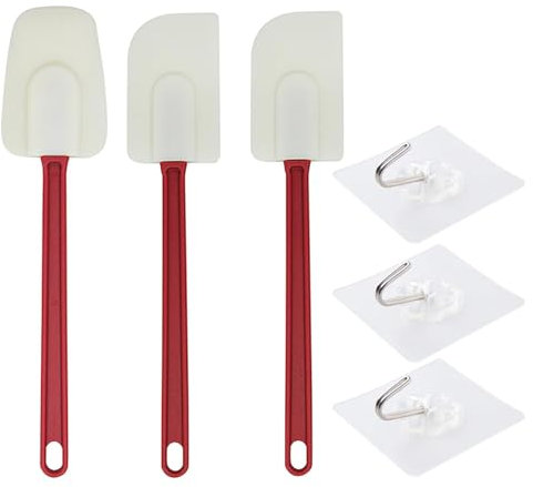 3 Pieces of Rubber Spatulas, 3 Pieces of Transparent Hooks, Pastry Spatula, Baking Spatula, Cake Scraper, Silicone Spatula for Cooking, Pastry Knife Set