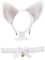 1 Piece Of Cat Ear Headband And 1 Piece Of Collar, Cute Plush Headband, Creative Animal-Shaped Headband, Cosplay Costume Accessories (White)