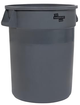 The Workplace Depot 120L Round Waste Bin Large Capacity Ergonomic Non-Slip Handles Durable Plastic Industrial Storage and Waste Disposal Bin for Offices and Warehouses