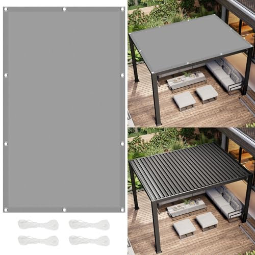 Voile d'ombrage imperméable, 3,2 x 3,2 m, résistant aux déchirures pour terrasse, pergola, balcon, gris clair