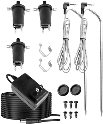 1 x Netzteil + 2 x Fleischtemperatursonde + 3 x Trichterdeckel/Türschalter passend für Masterbuilt Gravity 560 800 1050 XL Digitaler Holzkohlegrill Smoker, ersetzen 9004190216 9004190170 9904190041