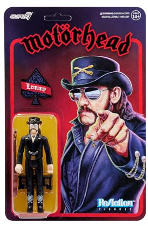 Super7 Motorhead Lemmy (Modern Cowboy) Reaktionsfigur - 9,5 cm große Motorhead Actionfigur mit Zubehör Heavy Metal Collectibles und Retro Toys