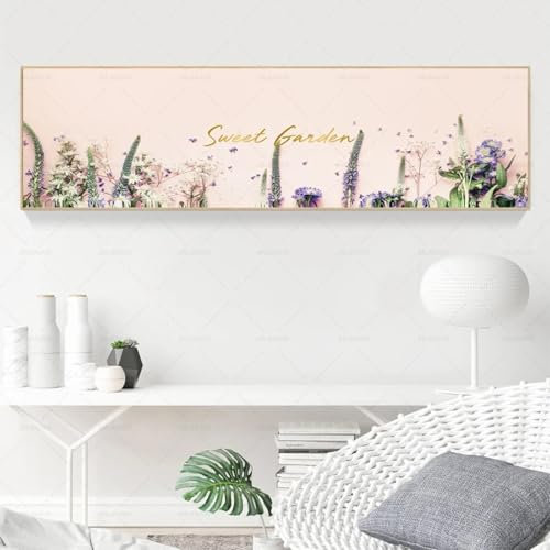 lianyibo Peinture sur toile murale avec fleurs roses et citations d'amour, affiches, impressions nordiques, tableau décoratif scandinave, décoration d'intérieur moderne, 55 x 165 cm, sans cadre