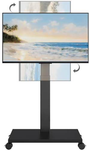 Neothm Soporte de TV rodante para televisores de 32 a 65, 70 y 75 pulgadas, carrito de TV portátil con ruedas con inclinación, rotación horizontal a vertical y giro de 60°, altura ajustable, soporte