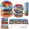 Hmfmdy Rennauto Partygeschirr Set, 51 Stück Racing car Party Deko, Rennauto Geburtstag Geschirr Kit, Mit Pappteller Becher Servietten, Autos Kindergeburtstag Party Geschirr Supplies für 10 Gäste - B