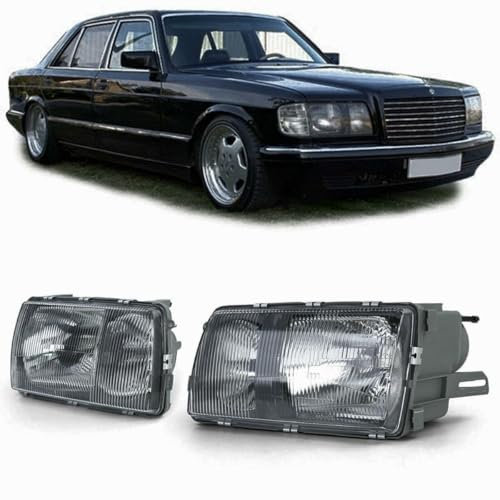 ANG Schwarz Scheinwerfer / Frontlampen Set für MB W126 79-92 Limousine