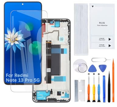 H&LYCYJ Écran d'écran LCD de rechange pour Xiaomi Redmi Note 13 Pro 5G TFT 2312DRA50C 2312CRAD3C 2312DRA50G (noir avec cadre, sans traces de doigts)