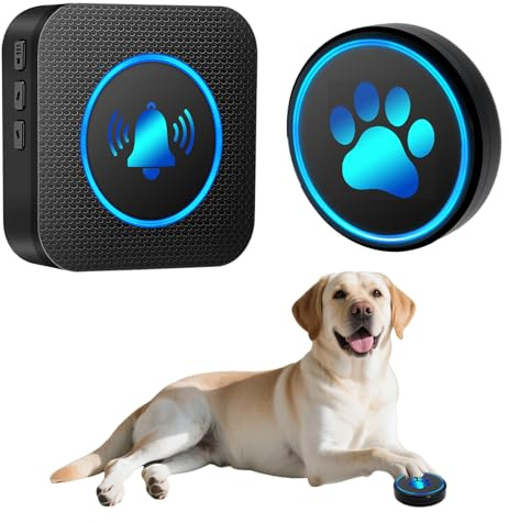 Yoiilifee Dog Door Bell for Potty Training, Smart Wireless Doggie Doorbell to Go Outside, 1000 Feet Long Range with IP65 Waterproof Super-Light Touch Button, 60 Melodies & Adjustable Volume (1Button)