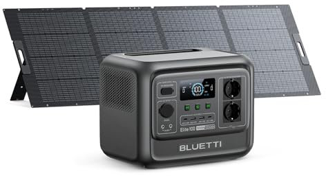 BLUETTI Solar Generator Elite 100 V2 (2025 New) with 350W Solar Panel Included, 1024Wh Portable Power Station w/ 4 1800W AC Outlets, 35% Smaller, Ideal for Camping, Emergencies, Backup Power