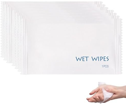 30/60/100 Pack Disposable Wet Wipes | Individually Wrapped Travel Size | Unscented Hand & Face Wipes | for Travel, Restaurant, BBQ, Offices | Portable (100pcs, One Size)