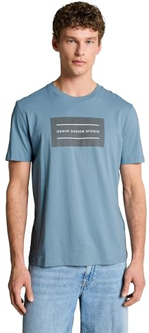 Tom Tailor Denim Herren Basic T-Shirt mit Logo-Print