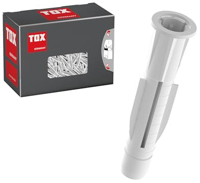 TOX Allzweckdübel TRIKA 10/61, zuverlässige Befestigung in fast allen Baustoffen, einfache Montage, mitdrehsicher und Dübelkappe schont die Oberfläche, 16 Stück im Karton, 01119083