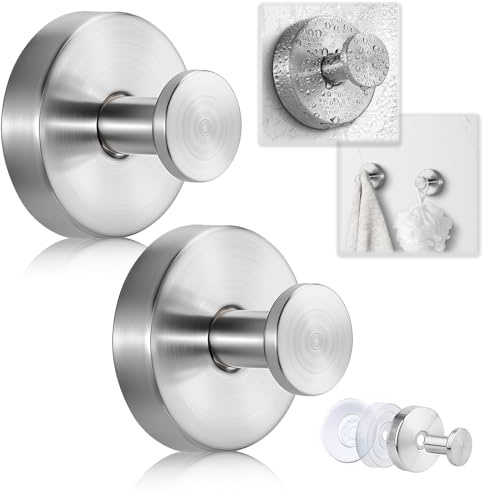 APODESS Saugnapf Haken für Kränze auf Glas, 2026 Neu Saugnapf Haken ohne Bohren Kranzhalter für Haustür, Metall Handtuchhaken für Dusche, Fenster, Badezimmerspiegel (Silber, 2pcs)