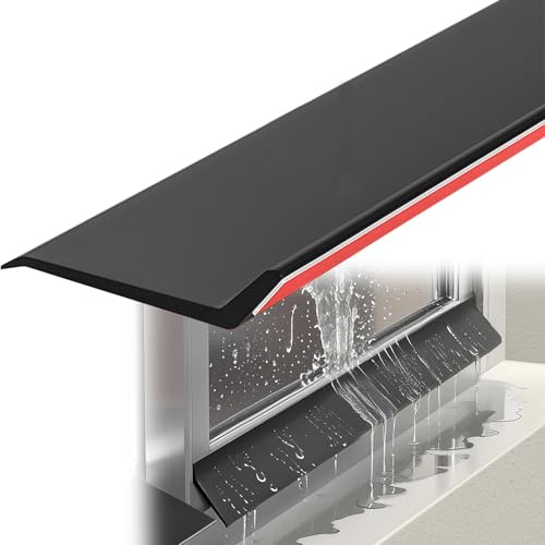 Barrera Impermeable Para Umbrales De Puertas Y Ventanas 50cm-500cm, Negro Deflector Autoadhesivo Inclinación De 135°, Protector Contra Goteo De Lluvia For Ventanas Corredizas(4.5cmx50cm)