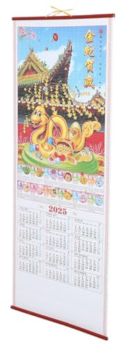 STOBAZA Mondkalender 2025 zum Aufhängen Chinesischer Schlangenjahreskalender Hängekalender Wanddekoration aus Verdicktem Papier Traditioneller Bürokalender mit Chinesischen Feiertagen