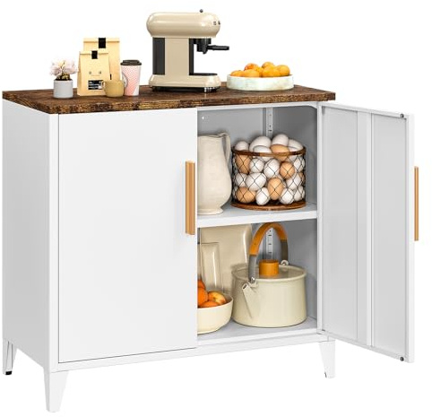 Sightlife Metallschrank Aktenschrank Büroschrank Aufbewahrungsschrank Stahlspind Mehrzweckschrank Metall Kommode Sideboard Flurschrank mit flexiblen Einlegeböden Weiß